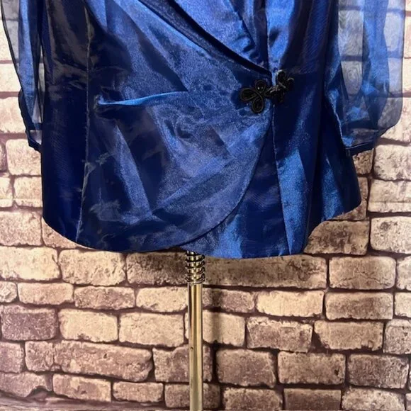 Alex Evenings Blue Shimmer 3/4 Sleeve Blouse Size 1X - Picture 3 of 9